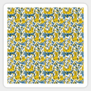 Ukraine Cats Retro 30s Floral Vintage Ukrainian Pattern Sticker